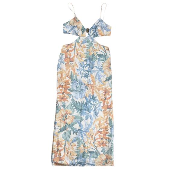 Floral Maxi Dress in Blue and Orange - Picture 3 of 8